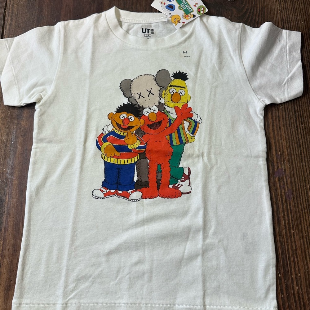 KAWS Sesame Street Kids White Graphic T-Shirt